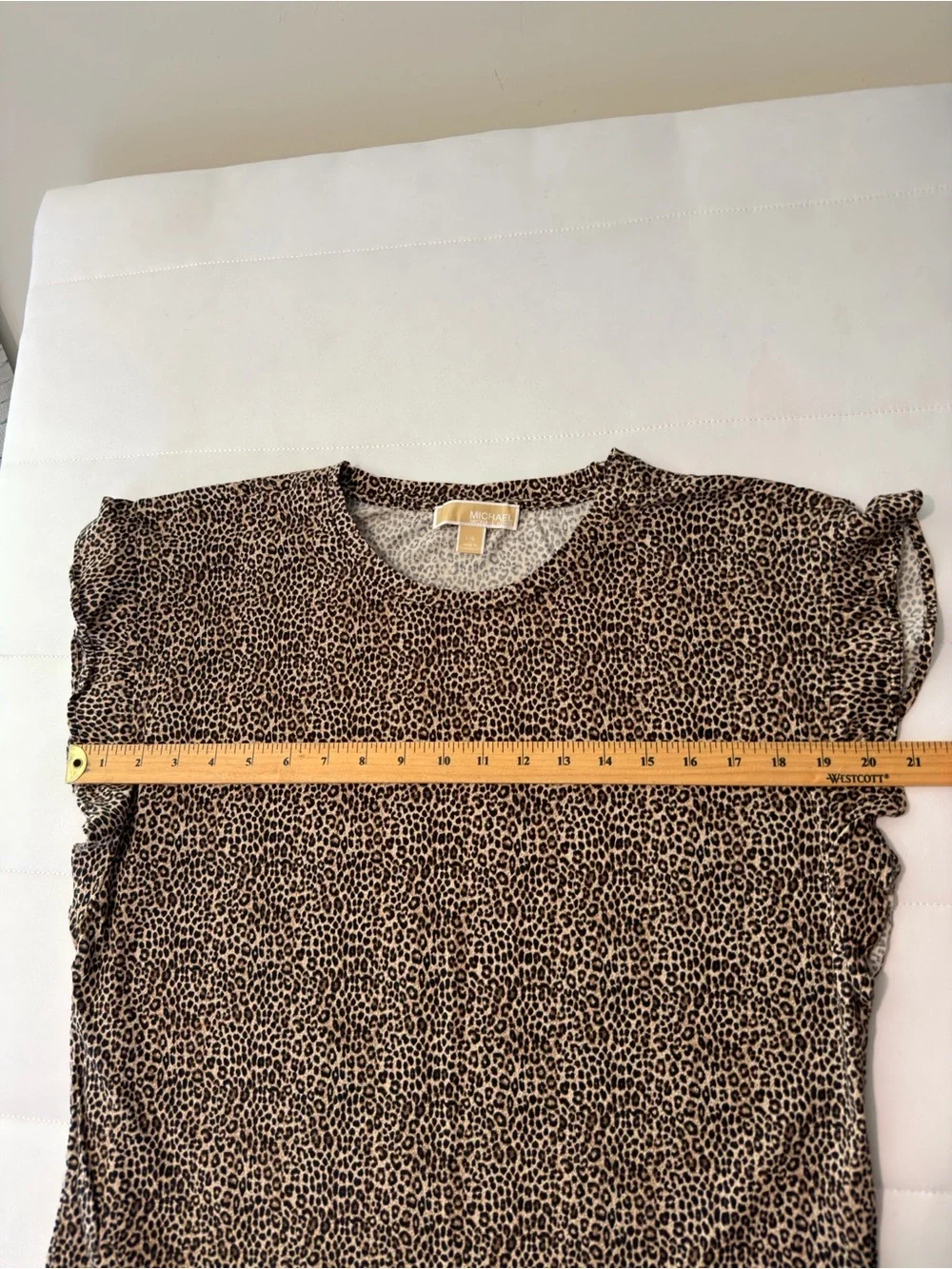 Michael Kors Brown Black Leopard Print Knit Cap Sleeve Pullover T-Shirt L/G